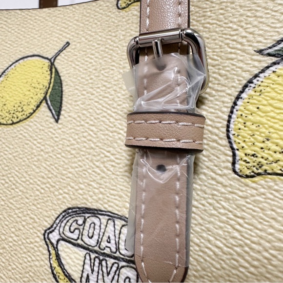 Coach Mollie 25 Special Edition Lemon Print Coated Canvas Leather Tote NWOT - Picture 13 of 13